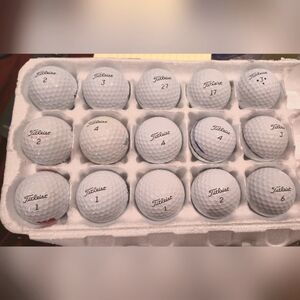 15 Titleist ProV1 white golf balls. Pristine playing condition. 5A+